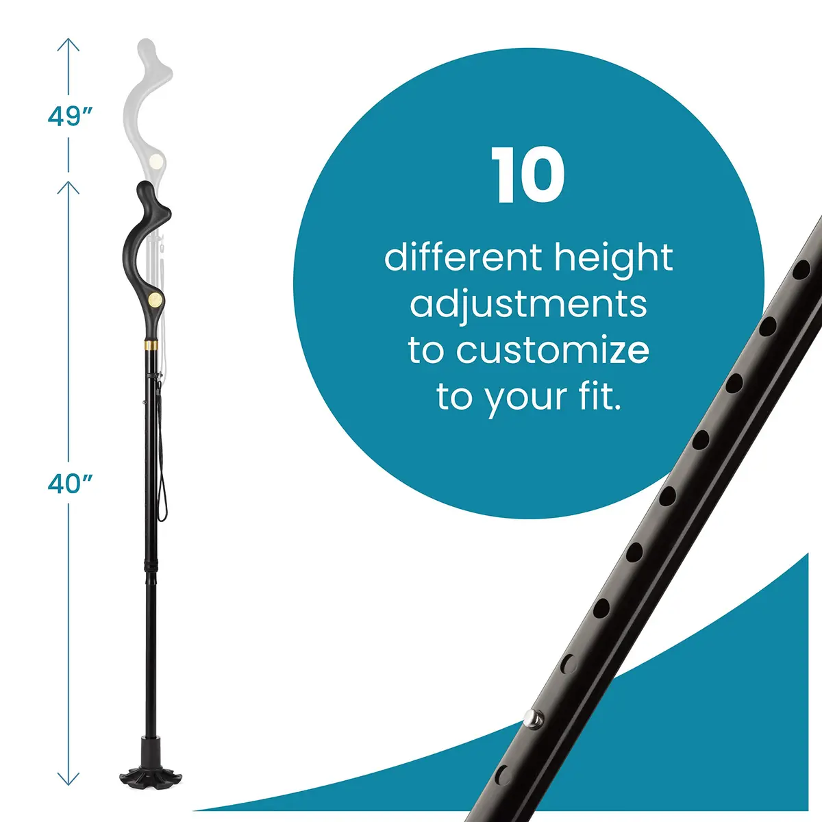 Medical king Walking Cane for Men & Women | Adjustable, Foldable & Slip-Resistant - view 4