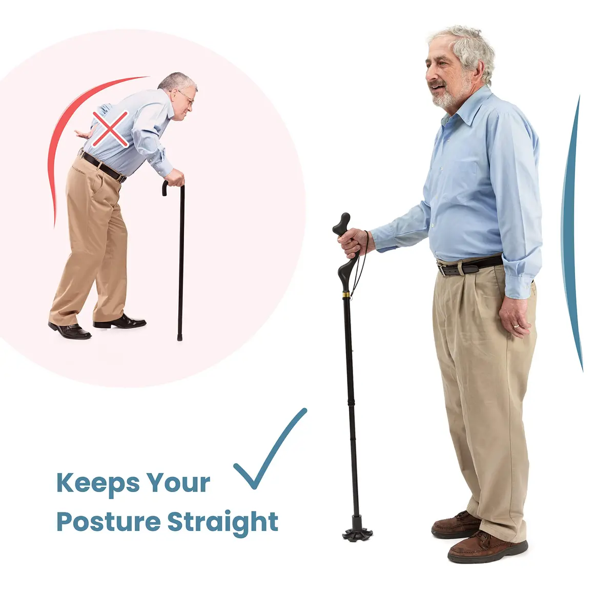 Medical king Walking Cane for Men & Women | Adjustable, Foldable & Slip-Resistant - view 2