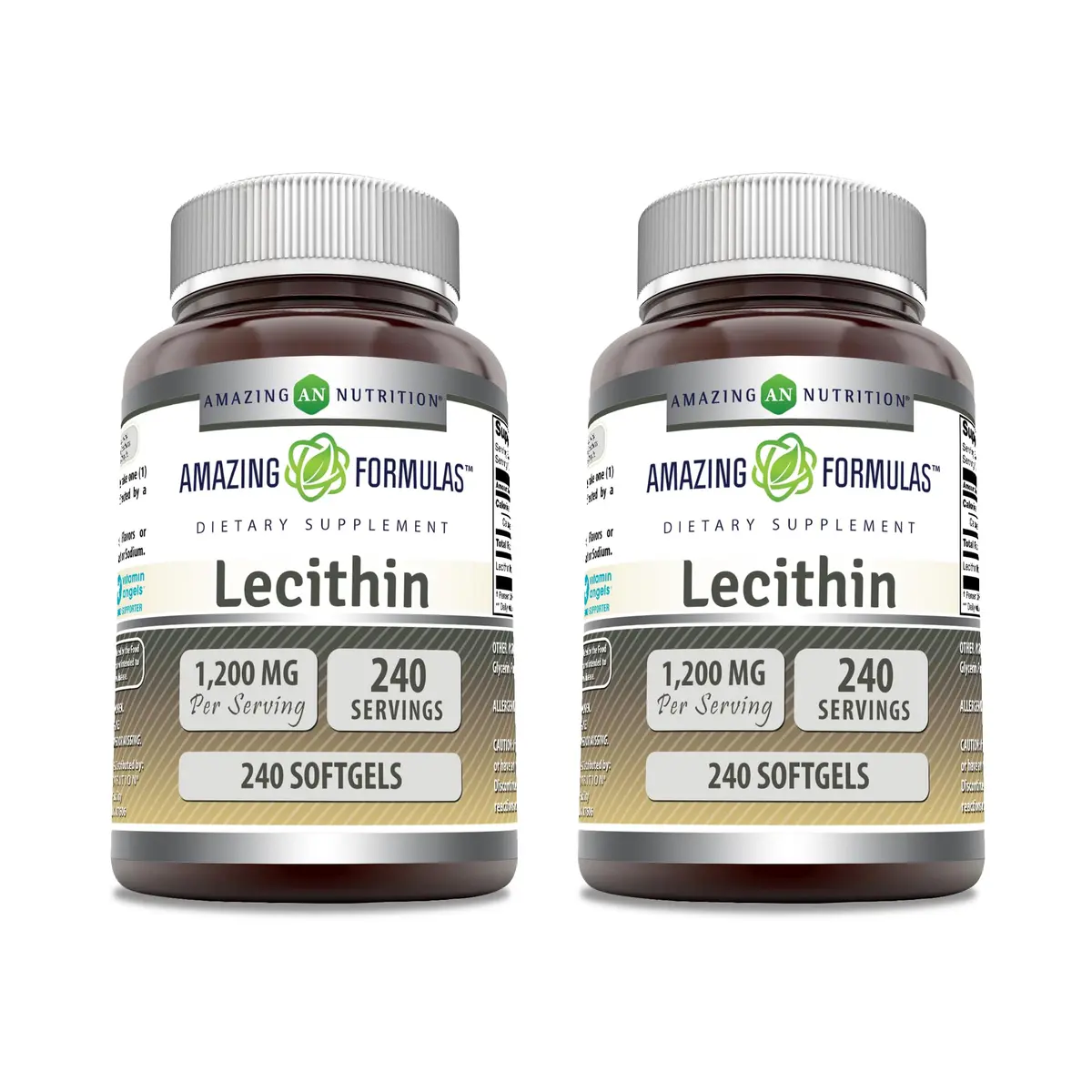 Amazing Nutrition Lecithin 1200 Mg | Gluten-Free Softgels | Made in USA (2 Pack) - main product image