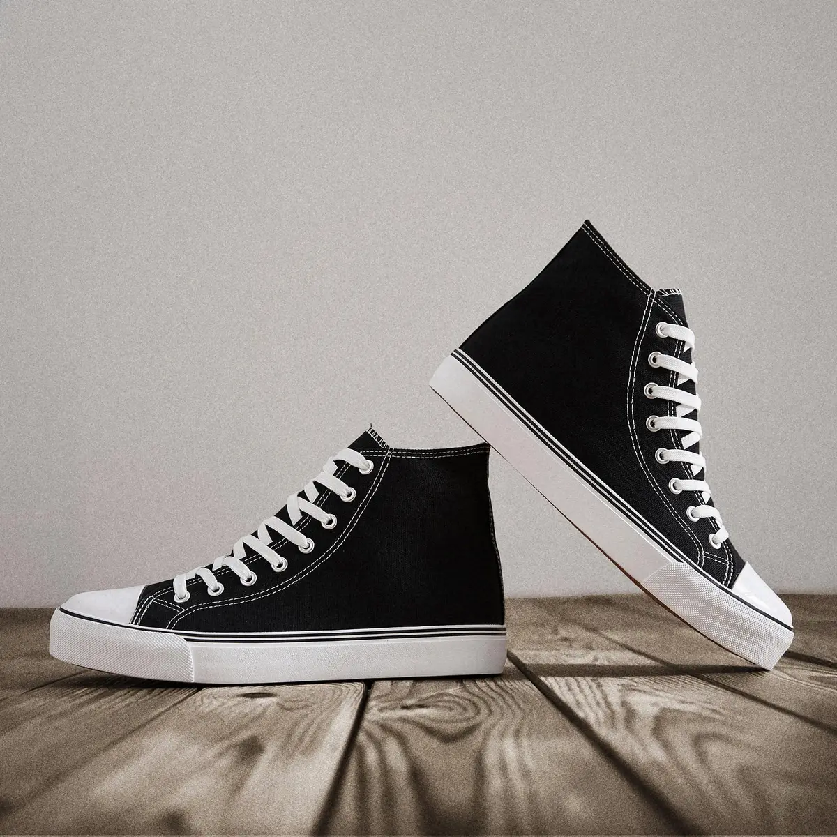 ZGR Men's High Top Canvas Sneakers Lace Up Black US8 | Breathable, Anti-Slip Rubber Sole - view 7