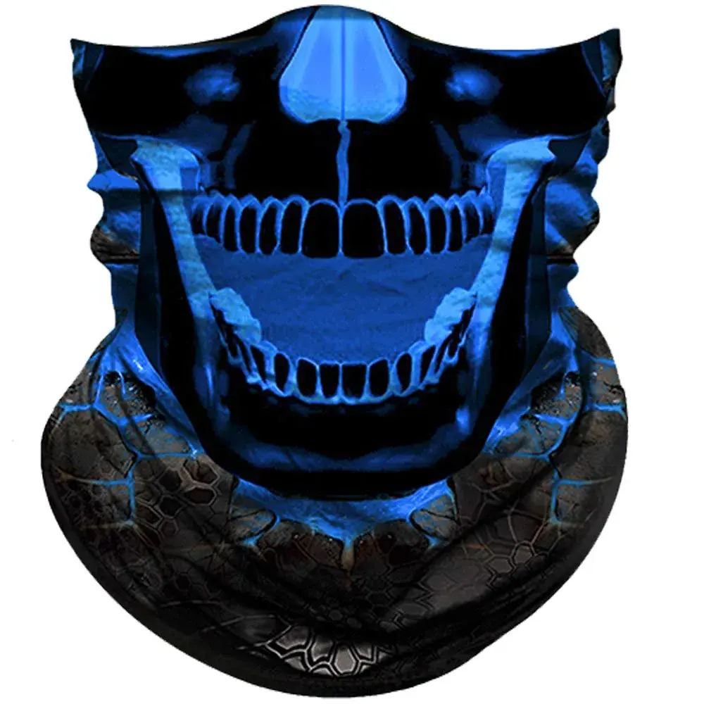 Obacle Skull Face Mask Half for Dust Wind UV Sun Protection Seamless 3D Tube Mask Bandana for Men Women (Skull Light Blue Rock Melt) - main product image