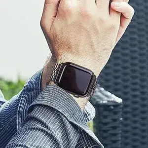 baozai Stainless Steel Watch Band for Apple Watch Ultra 3/2/1 46mm/45mm/44mm/42mm | Space Gray Jubilee Strap with Butterfly Clasp - view 7