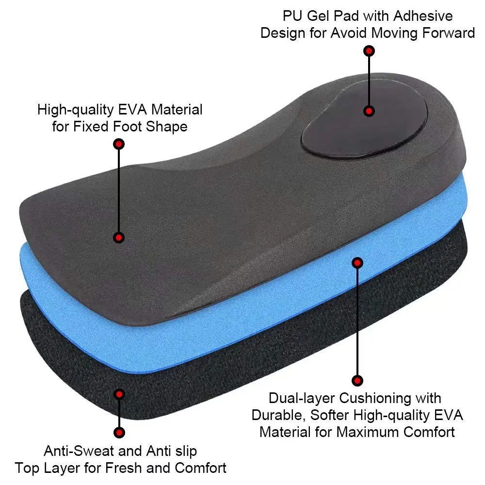 Dr. Foot's 3/4 Length Orthotic Inserts for Flat Feet & Heel Pain | Self-Adhesive Half Shoe Insoles (Large) - view 6