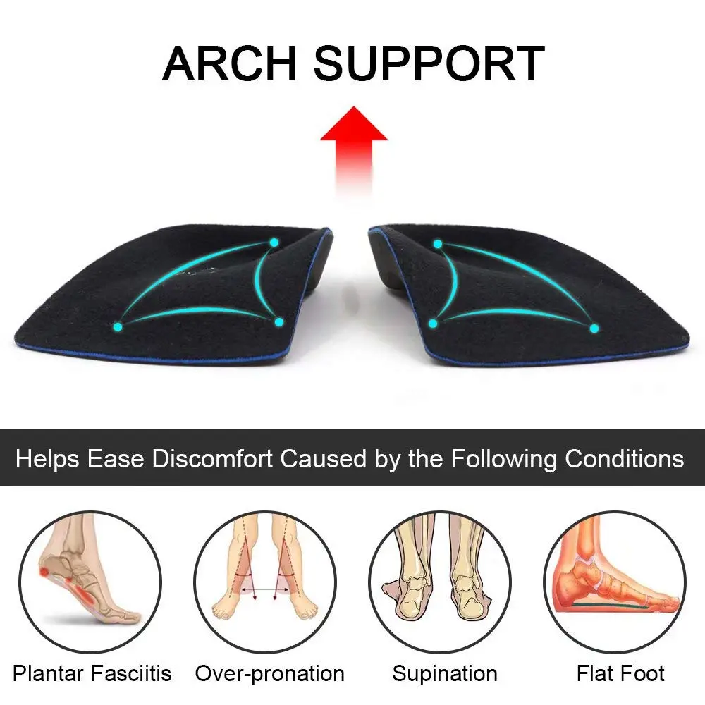 Dr. Foot's 3/4 Length Orthotic Inserts for Flat Feet & Heel Pain | Self-Adhesive Half Shoe Insoles (Large) - view 2
