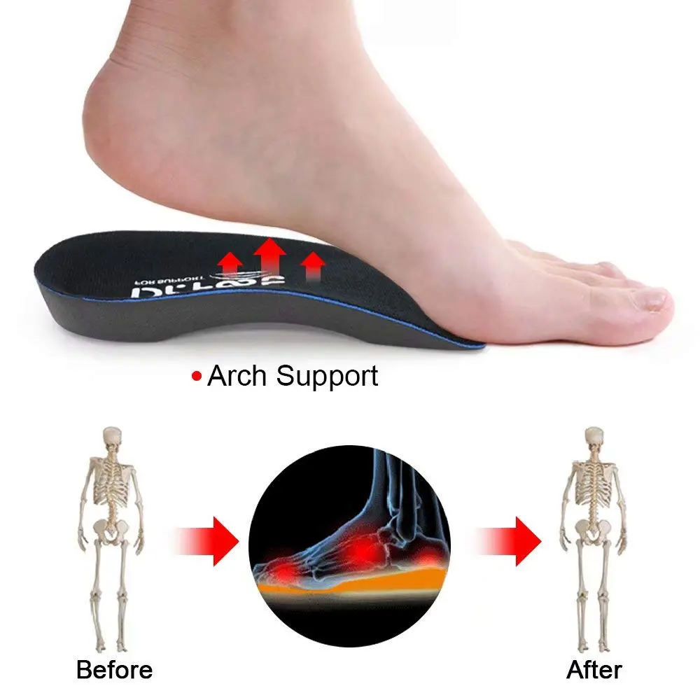 Dr. Foot's 3/4 Length Orthotic Inserts for Flat Feet & Heel Pain | Self-Adhesive Half Shoe Insoles (Large) - view 3
