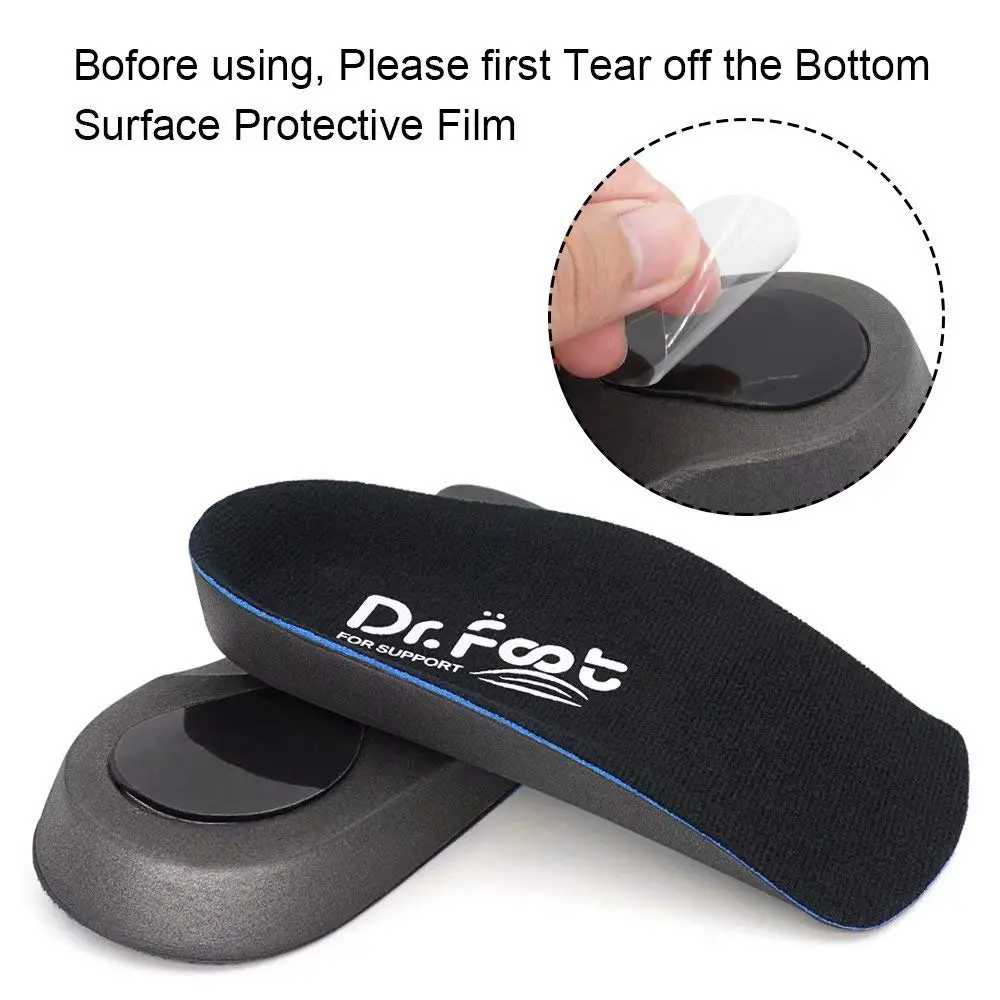 Dr. Foot's 3/4 Length Orthotic Inserts for Flat Feet & Heel Pain | Self-Adhesive Half Shoe Insoles (Large) - view 4