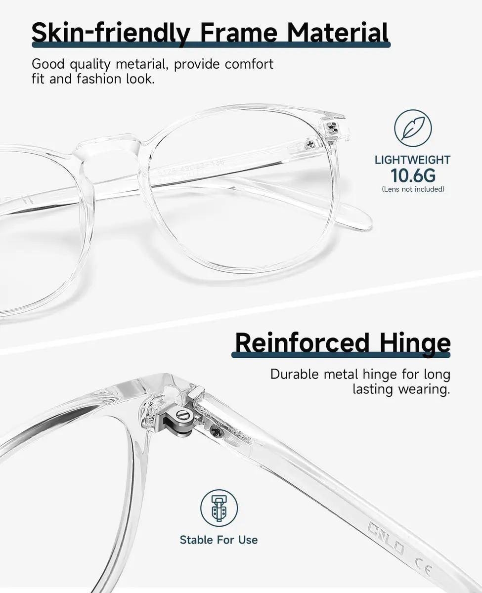 CNLO Blue Light Blocking Glasses Crystal Lightweight Frame Eyeglasses | Anti Eyestrain for Digital Screens - view 5