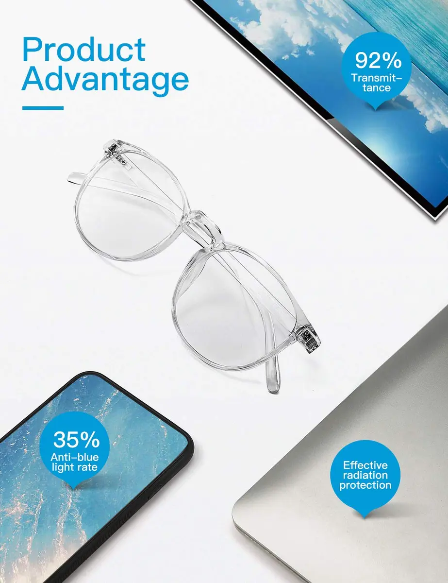 CNLO Blue Light Blocking Glasses Crystal Lightweight Frame Eyeglasses | Anti Eyestrain for Digital Screens - view 7