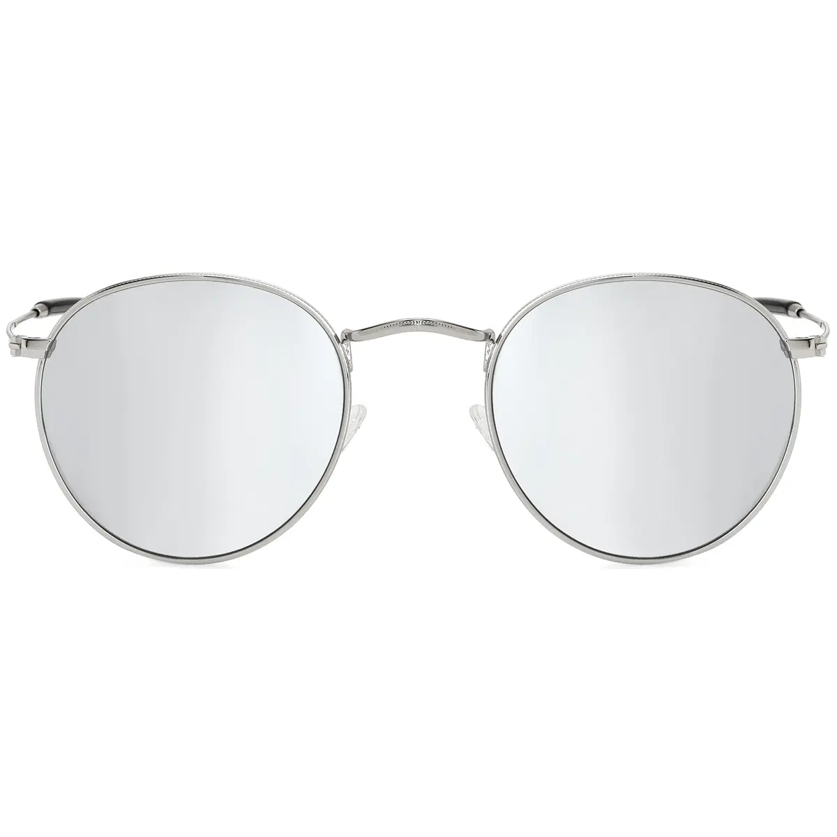 Kursan Small Round Metal Sunglasses for Men Women Mirrored Lens UV400 (Silver Frame/Silver Mirrored) | Vintage Circle Sun Glasses - main product image