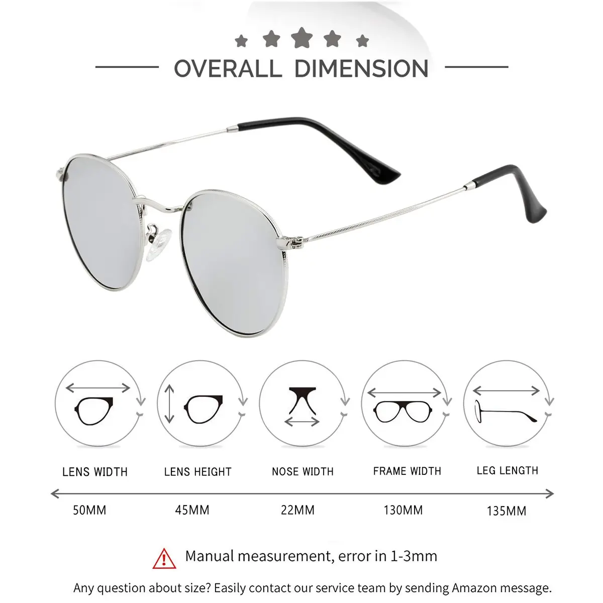 Kursan Small Round Metal Sunglasses for Men Women Mirrored Lens UV400 (Silver Frame/Silver Mirrored) | Vintage Circle Sun Glasses - view 4