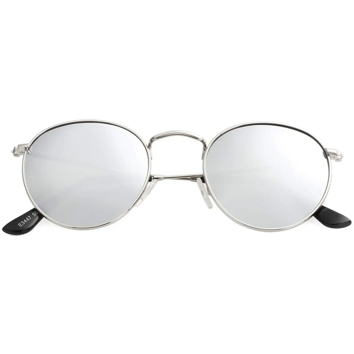 Kursan Small Round Metal Sunglasses for Men Women Mirrored Lens UV400 (Silver Frame/Silver Mirrored) | Vintage Circle Sun Glasses - view 3
