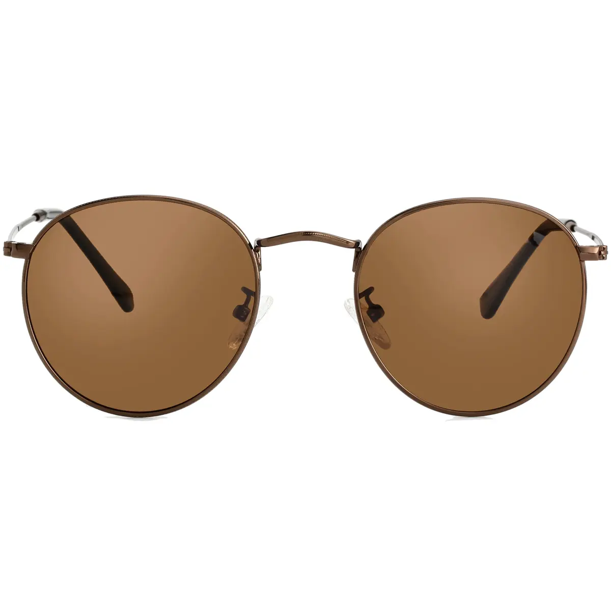 Kursan Small Round Metal Sunglasses for Men Women Mirrored Lens Classic Circle Sun Glasses (Brown Frame/Brown Lens) | UV400 Polarized - main product image