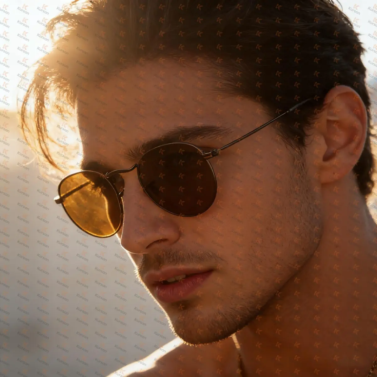 Kursan Small Round Metal Sunglasses for Men Women Mirrored Lens Classic Circle Sun Glasses (Brown Frame/Brown Lens) | UV400 Polarized - view 5