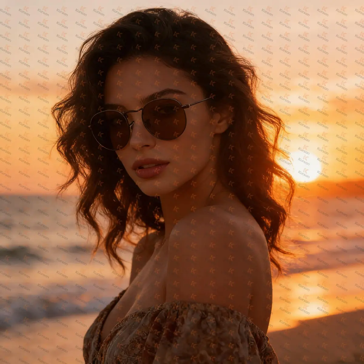 Kursan Small Round Metal Sunglasses for Men Women Mirrored Lens Classic Circle Sun Glasses (Brown Frame/Brown Lens) | UV400 Polarized - view 7