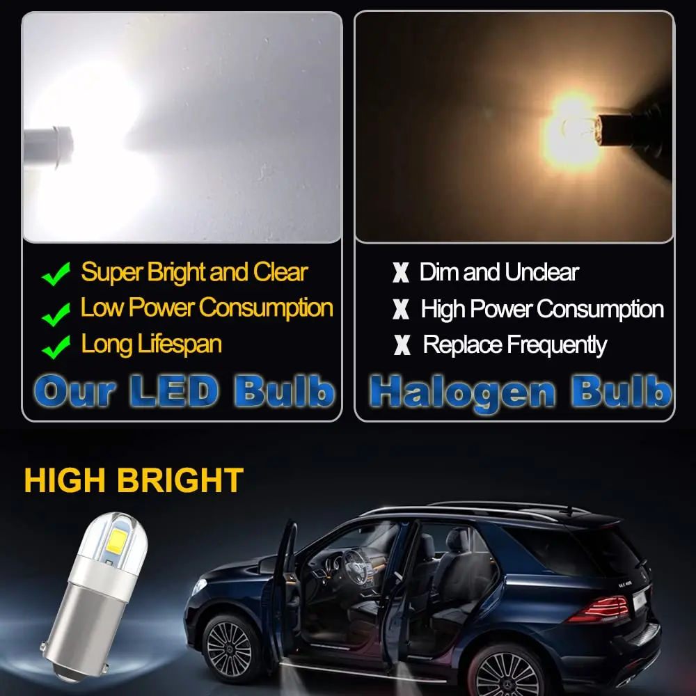 Anourney BA9S LED Bulbs 12V White | Super Bright Car Dome Map Lights - view 3