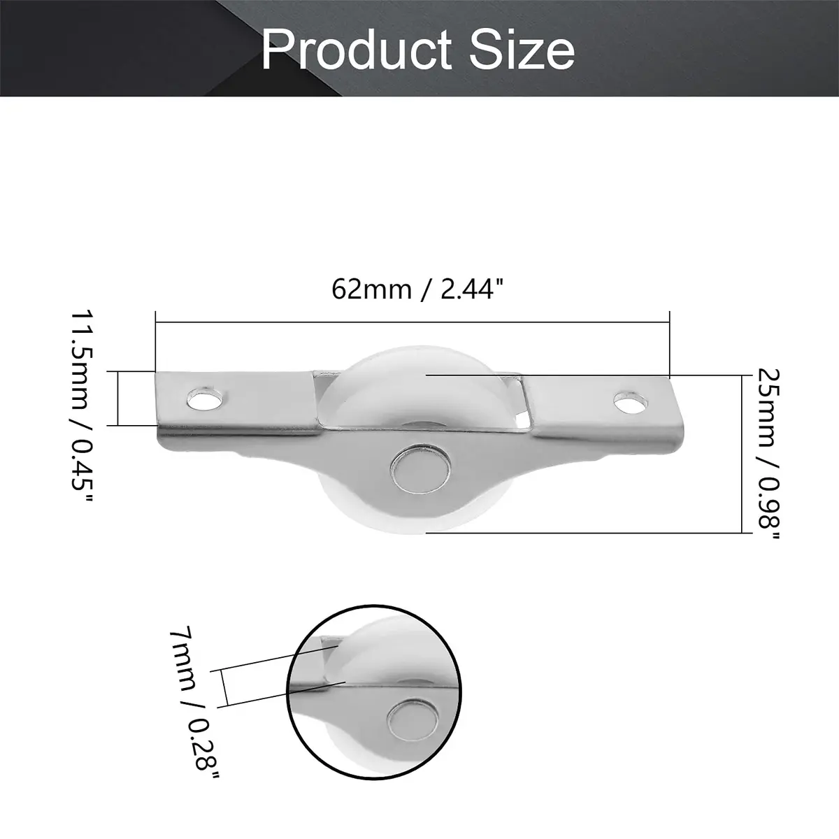 MroMax Industrial Castors 2Pcs 25mm/0.98" Dia Nylon White Sliding Wheel U Groove for Garage & Doors - view 2