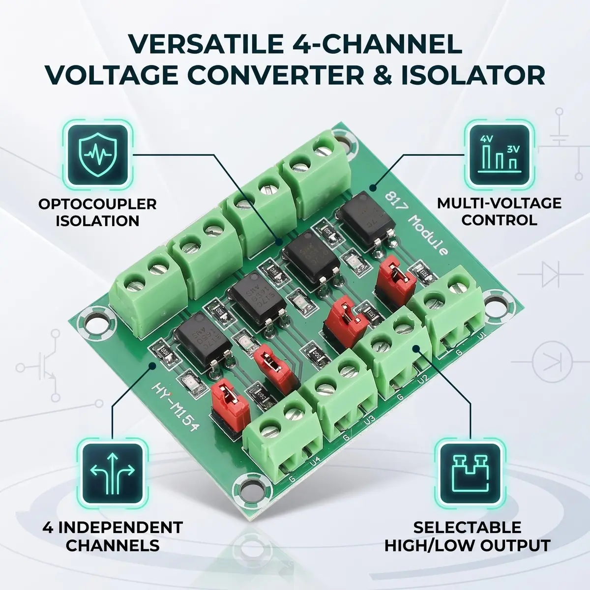 Zopsc 3V/5V to 3.6V/24V 4 Channel Voltage Converter Isolated Board | Strong Anti-Interference - view 3