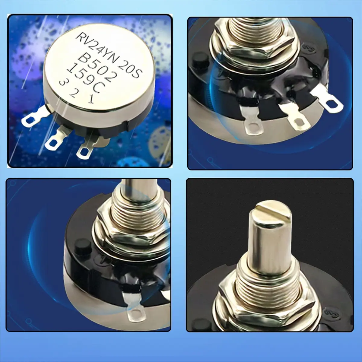CenryKay RV24YN20S B502 5K Rotary Potentiometer with Knobs & Dials, 6mm Shaft, 20mm Length, 2W Power | Single Turn Carbon Film - view 5