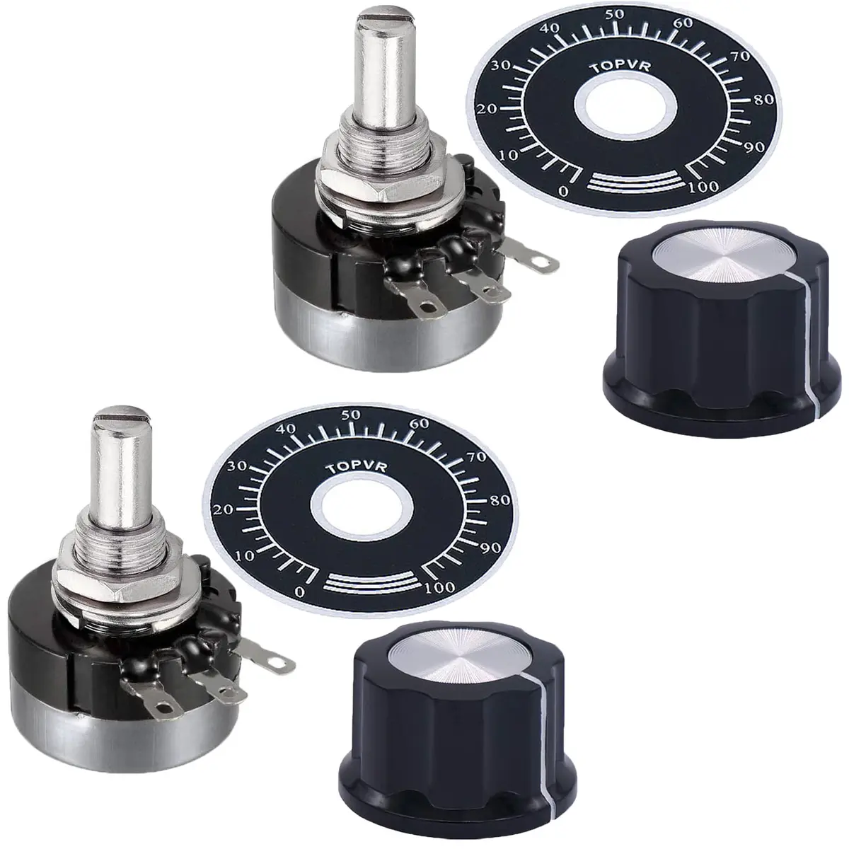 CenryKay RV24YN20S B103 10K Rotary Potentiometer with Knobs & Dials (6mm Shaft, 20mm Length) - main product image