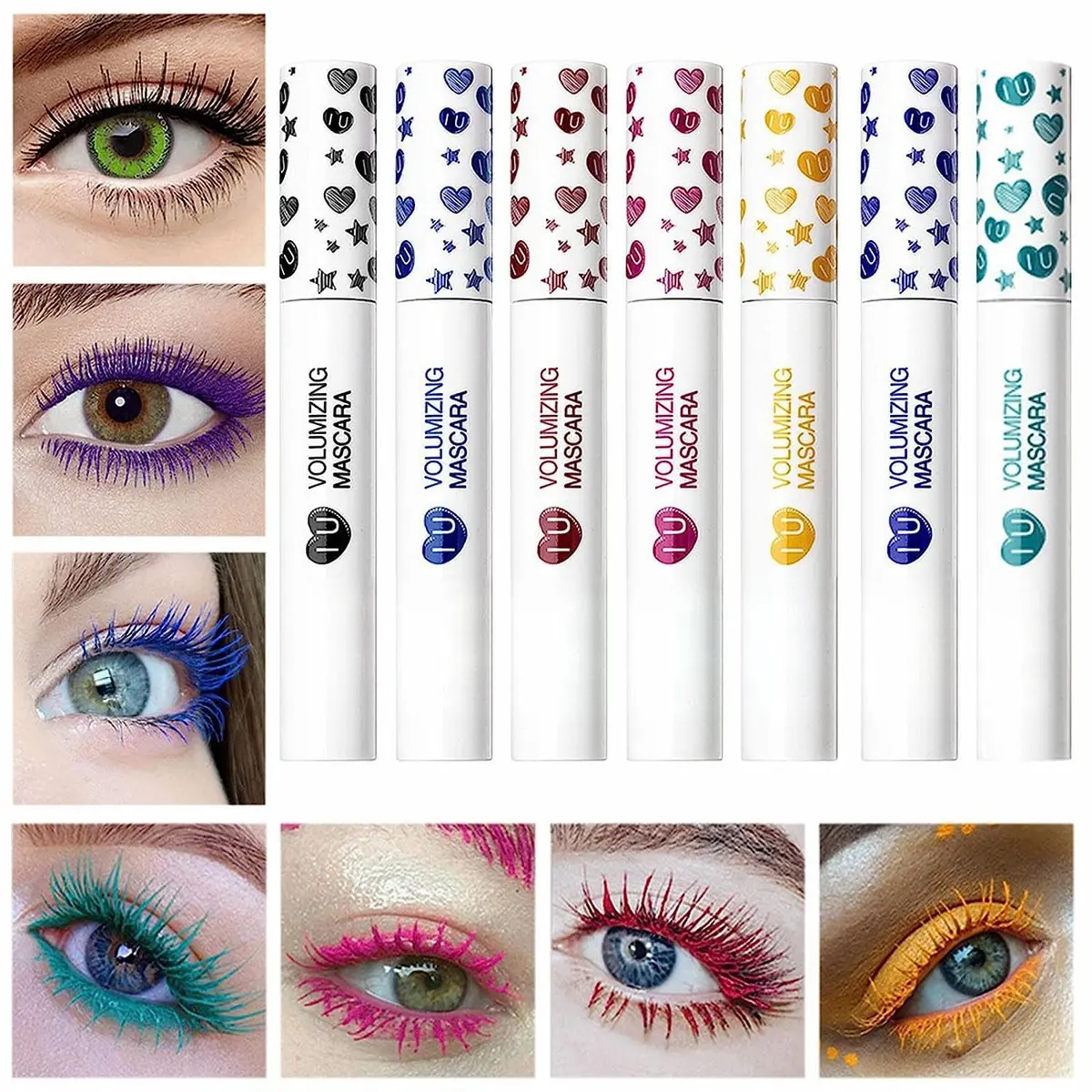 MAEPEOR Colored Mascara Set 7 Pack 0.35 Oz | Waterproof & Smudgeproof, Vegan, Hypoallergenic (70-120 chars) - main product image