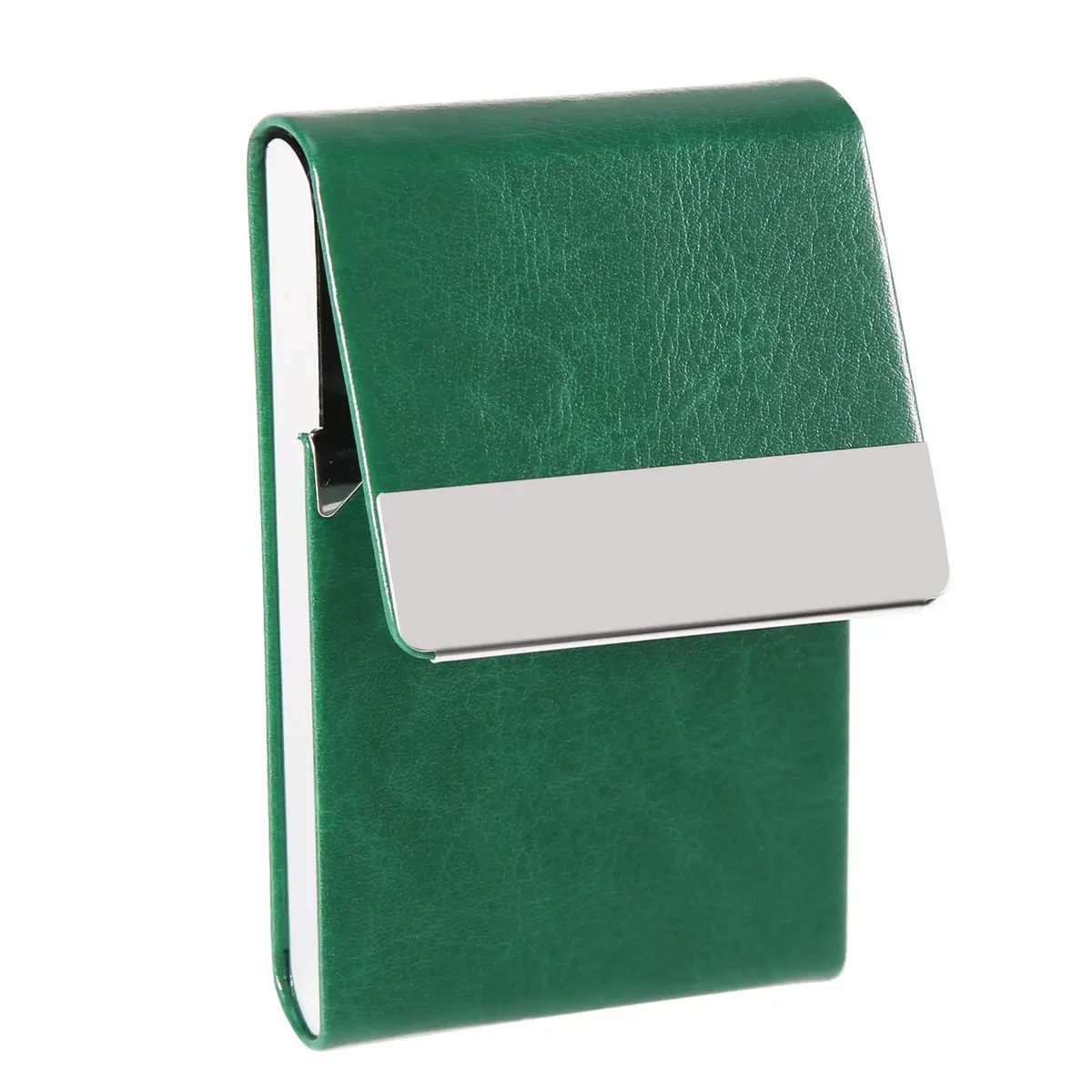 JuneLsy Professional PU Leather Business Card Holder Case with Magnetic Shut - Dark Green | Holds 15-20 Cards - view 5