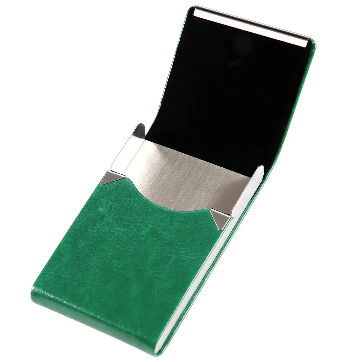 JuneLsy Professional PU Leather Business Card Holder Case with Magnetic Shut - Dark Green | Holds 15-20 Cards - view 6