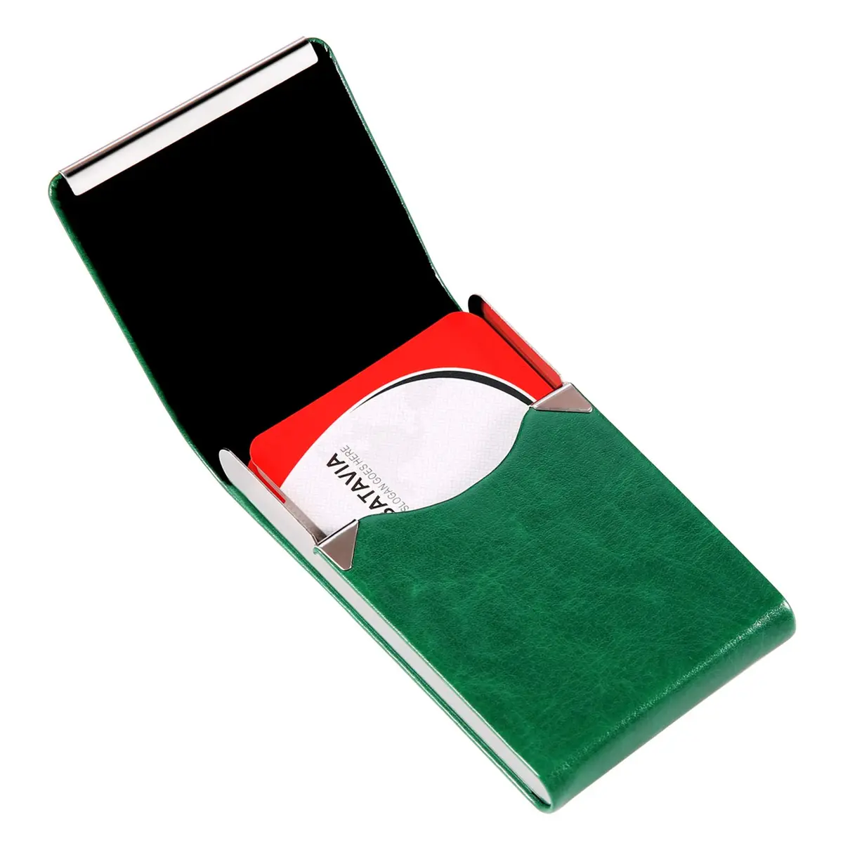 JuneLsy Professional PU Leather Business Card Holder Case with Magnetic Shut - Dark Green | Holds 15-20 Cards - view 4