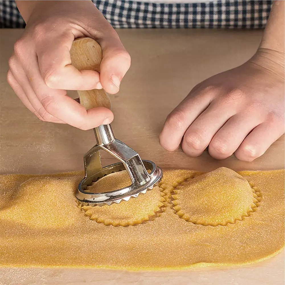 MASTER FENG Pasta Maker & Ravioli Cutter Set | Manual Aluminum Mold with Wooden Handle (MF-146) - view 5