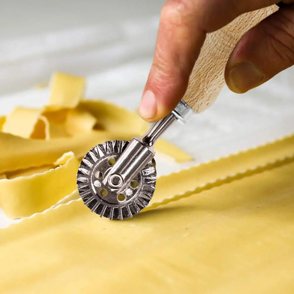 MASTER FENG Pasta Maker & Ravioli Cutter Set | Manual Aluminum Mold with Wooden Handle (MF-146) - view 4