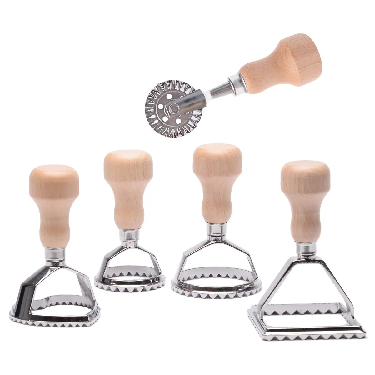 MASTER FENG Ravioli Stamp Maker Cutter with Wooden Handle & Fluted Edges | Perfect for Homemade Pasta (70-120 chars) - main product image