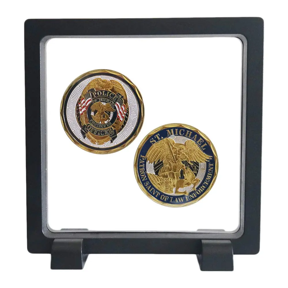 HillSpring Challenge Coins Display Frame, Black 4.3"x4.3"x0.8" | Floating Shadow Box for Medals & Jewelry - main product image
