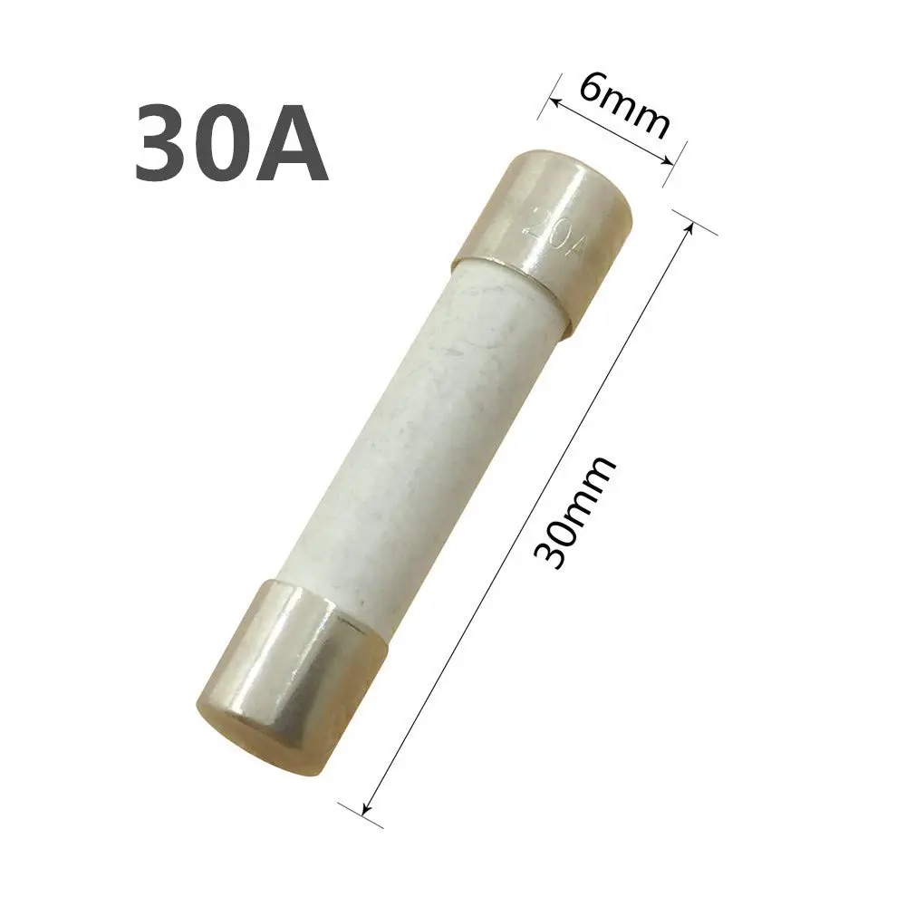YOLISTIC 30 Amp Slow-Blow Ceramic Fuse 6x30mm (Pack of 10) | UL 248-1/14 Certified Time Delay Protection - view 2