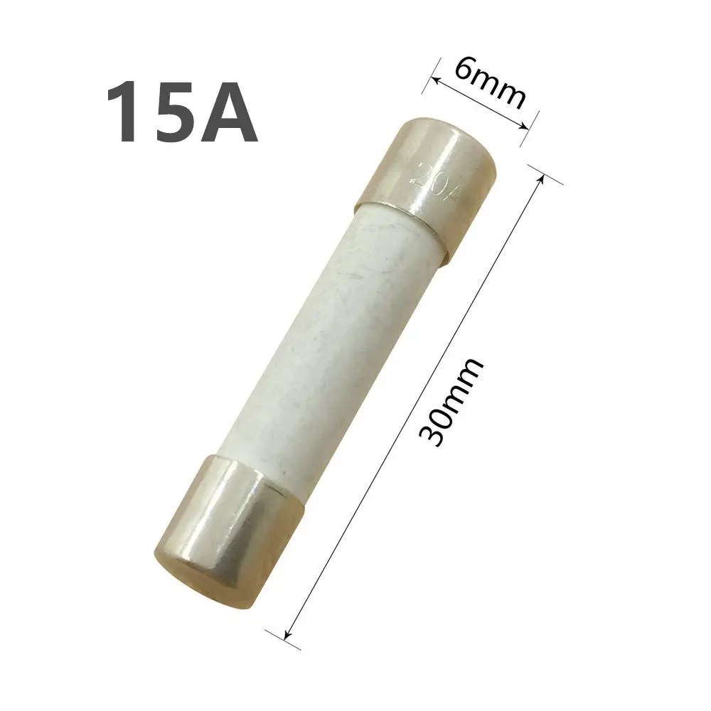 YOLISTIC 15 Amp Slow-Blow Ceramic Cartridge Fuse 6x30mm (Pack of 10) | UL Certified Time Delay Protection - view 2
