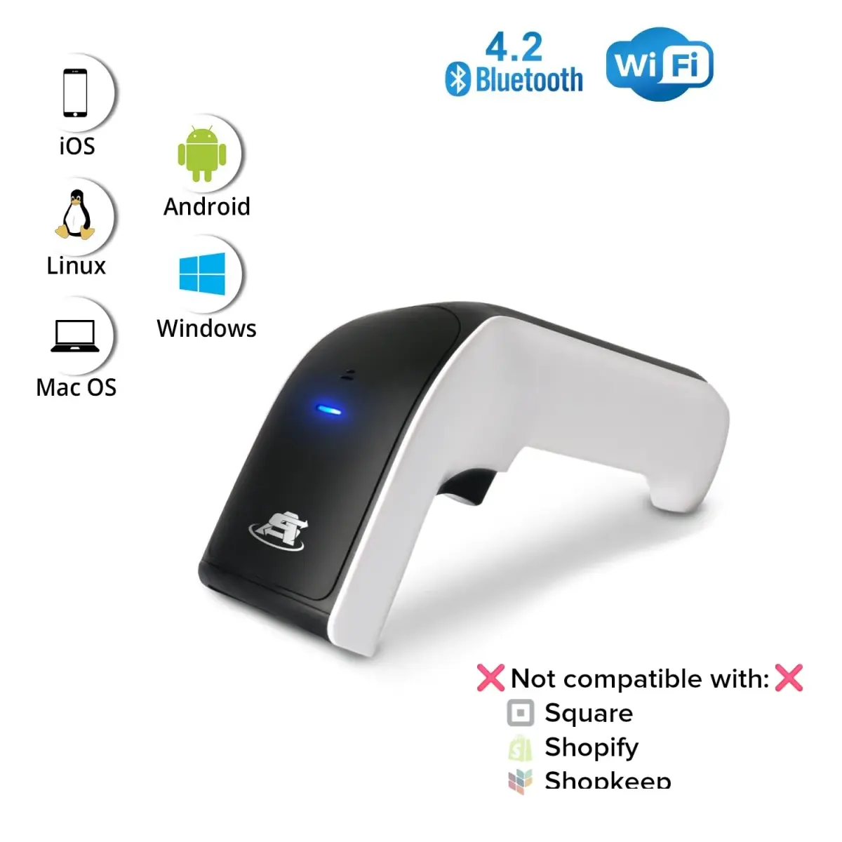 ScanAvenger Wireless Portable 1D&2D Bluetooth Barcode Scanner 8.2cm (3.25in) x 19.6cm (7.7in) x 10.5cm (4.1in) | Scans QR Codes & Inventory - view 2