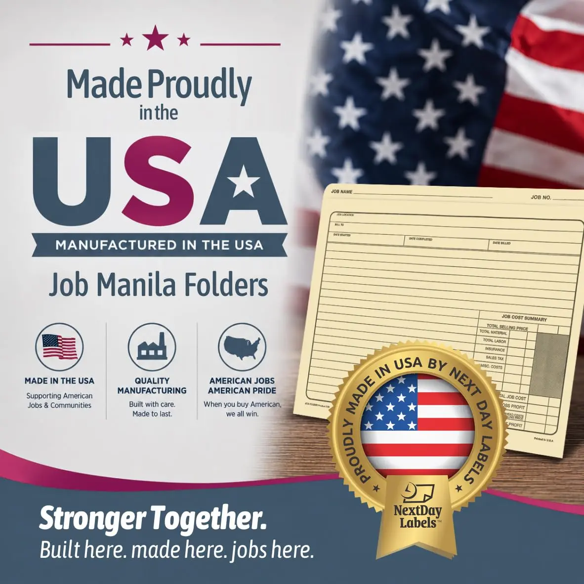 NextDayLabels Job Folders Manila File Jacket 10" x 12" | Heavyweight, Preprinted, USA Made - view 2