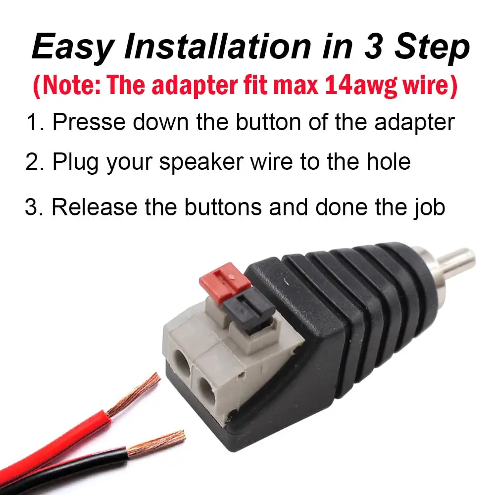 exgoofit 10-Pack Speaker Wire Cable to RCA Adapter | Secure Audio Connection (70-120 chars) - view 2
