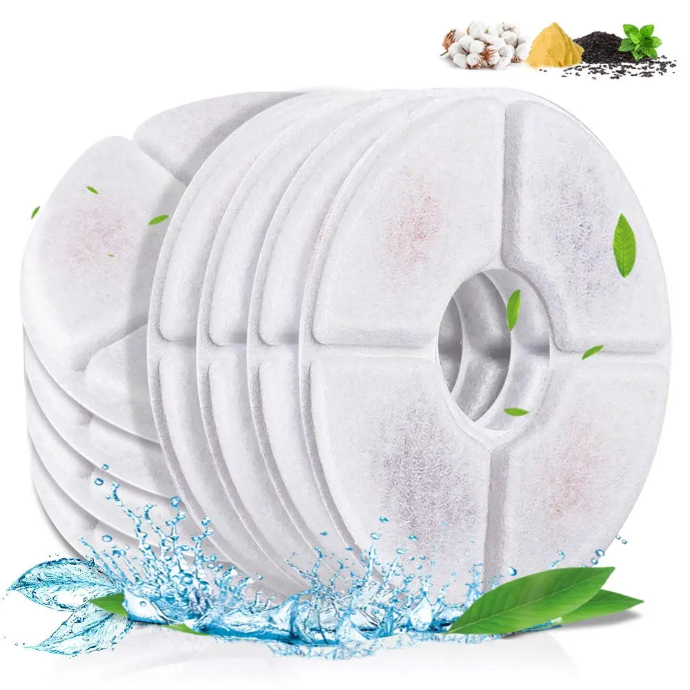 Comsmart Pet Fountain Replacement Filters 8 Pack | Triple Filtration System for 2.4L Fountains - main product image