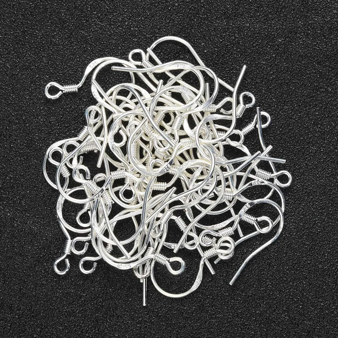 HOLLOSPORT 925 Sterling Silver Earring Hooks 15.5mm (0.61in) | Hypoallergenic Jewelry Making Supplies - main product image