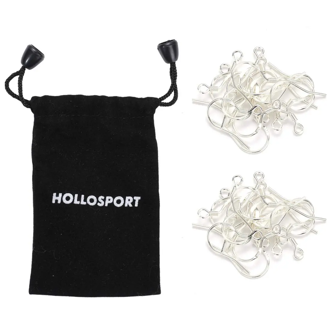 HOLLOSPORT 925 Sterling Silver Earring Hooks 15.5mm (0.61in) | Hypoallergenic Jewelry Making Supplies - view 2