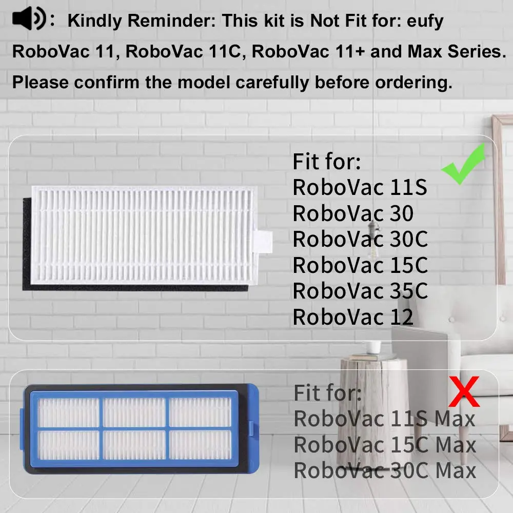 LesinaVac Replacement Parts Kit for RoboVac 11S, 30, 30C, 15C, 12, 35C | Filters & Brushes for Eufy RoboVac - view 2