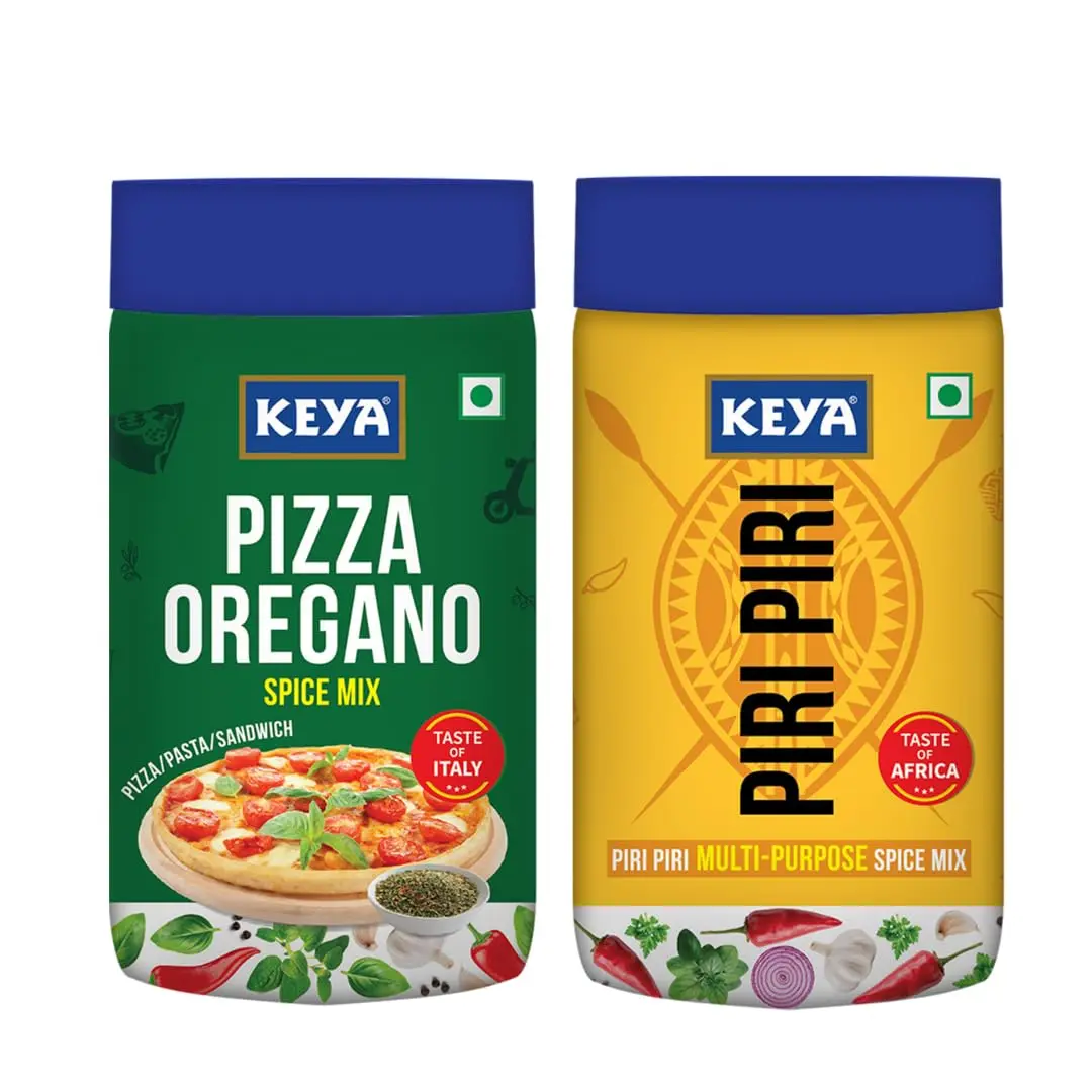 Keya Pizza Oregano (70g) & Piri Piri Seasoning (85g) Combo Pack | Italian & Tangy Flavor Boost - main product image