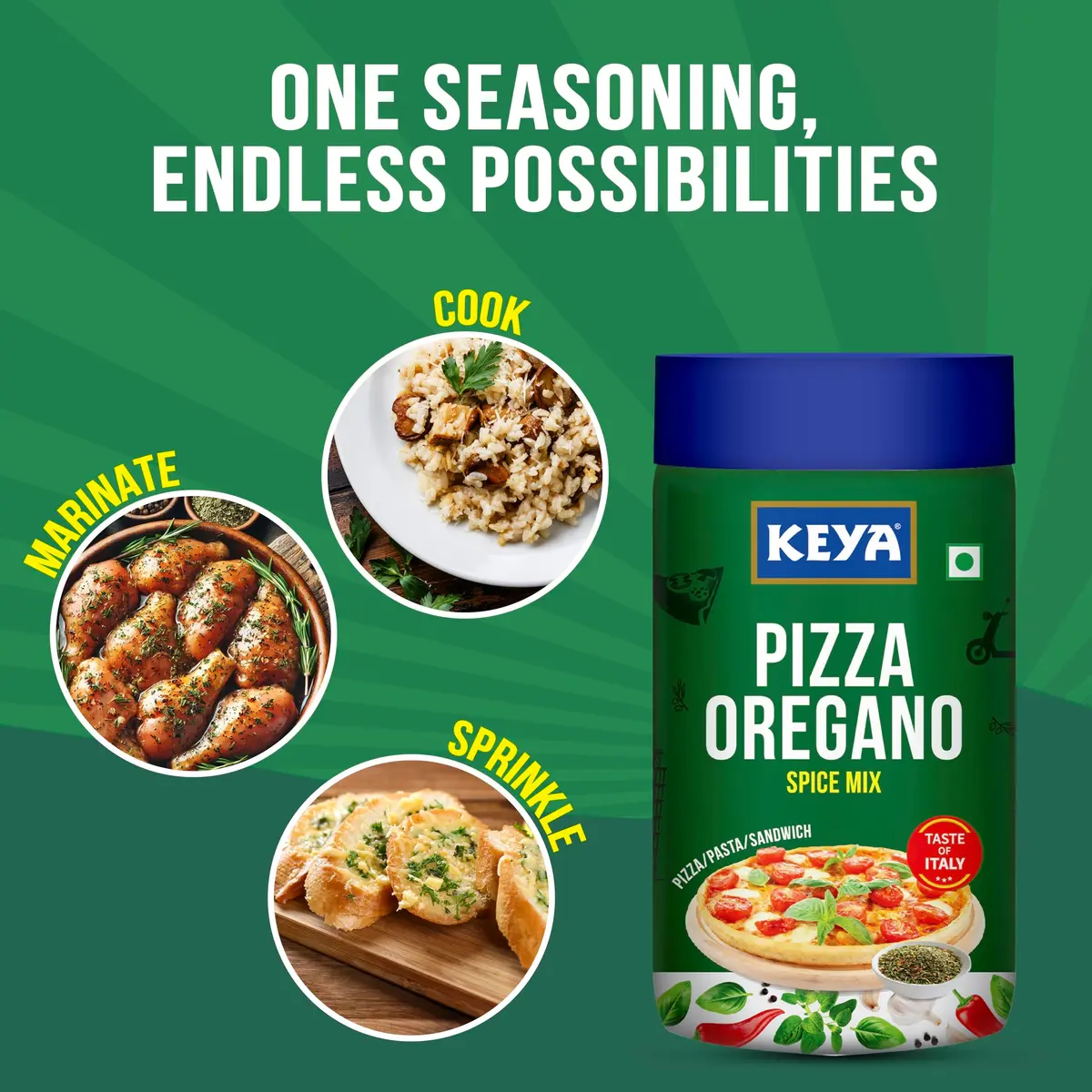 Keya Pizza Oregano (70g) & Piri Piri Seasoning (85g) Combo Pack | Italian & Tangy Flavor Boost - view 4