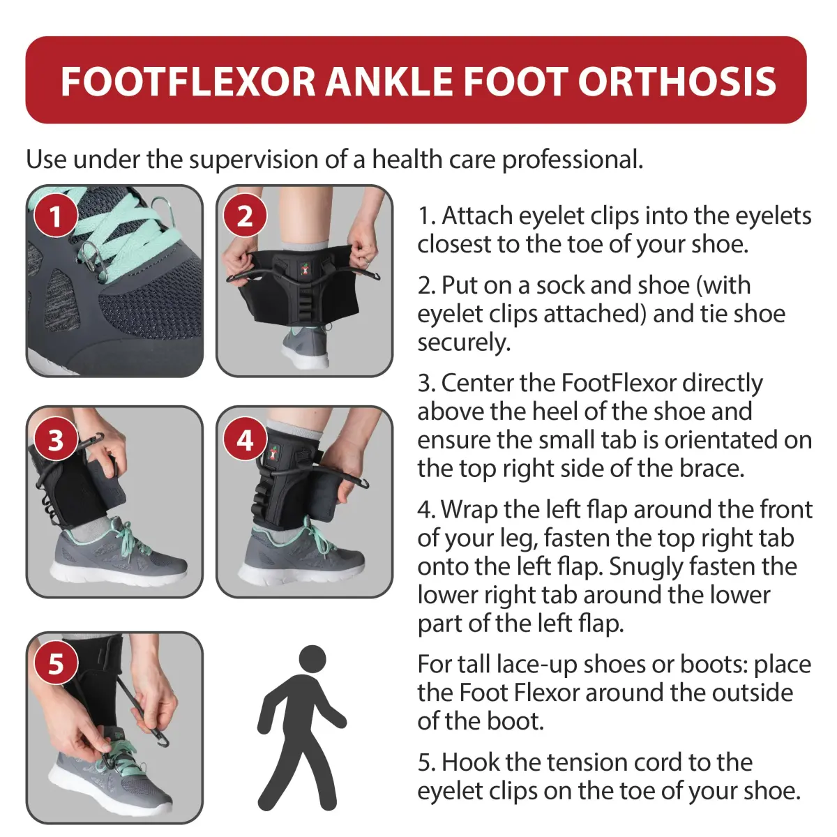 Core Products FootFlexor Foot Drop Brace for Walking with Adjustable Dorsiflexion Support, XS/S | USA-Assembled Orthopedic Brace for Natural Gait - view 7