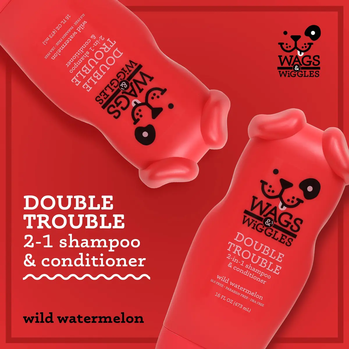 Wags & Wiggles 2-in-1 Dog Shampoo & Conditioner Fruity Watermelon 473ml (16 Fl Oz) | Gentle pH-Balanced Formula for All Dogs - view 2