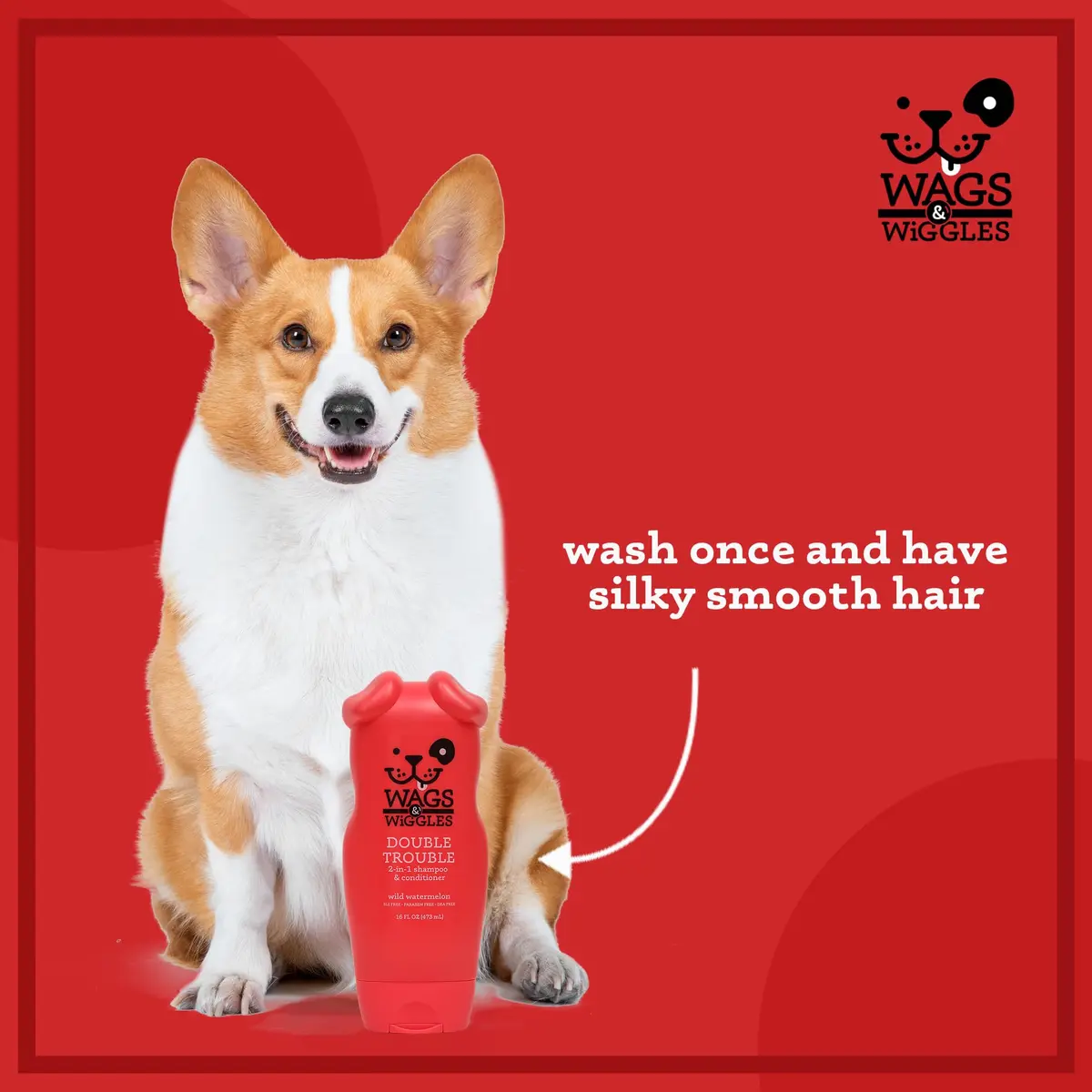 Wags & Wiggles 2-in-1 Dog Shampoo & Conditioner Fruity Watermelon 473ml (16 Fl Oz) | Gentle pH-Balanced Formula for All Dogs - view 3