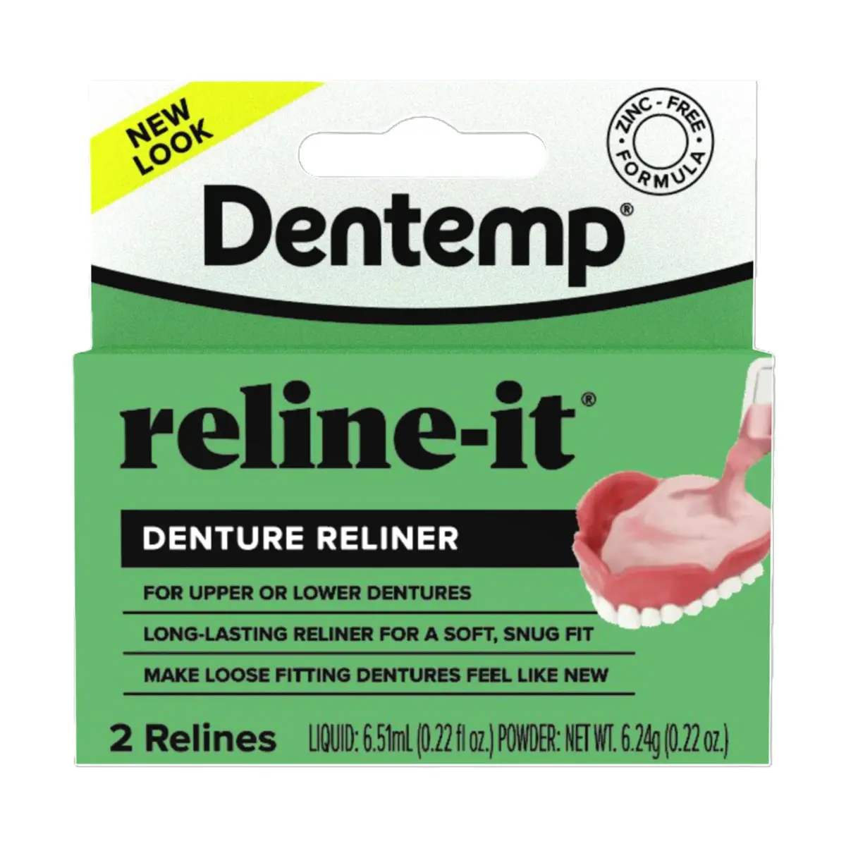 Dentemp Reline-It Denture Reline Kit Advanced Formula 2 Count (Pack of 1) | Custom Fit for Upper & Lower Dentures - main product image