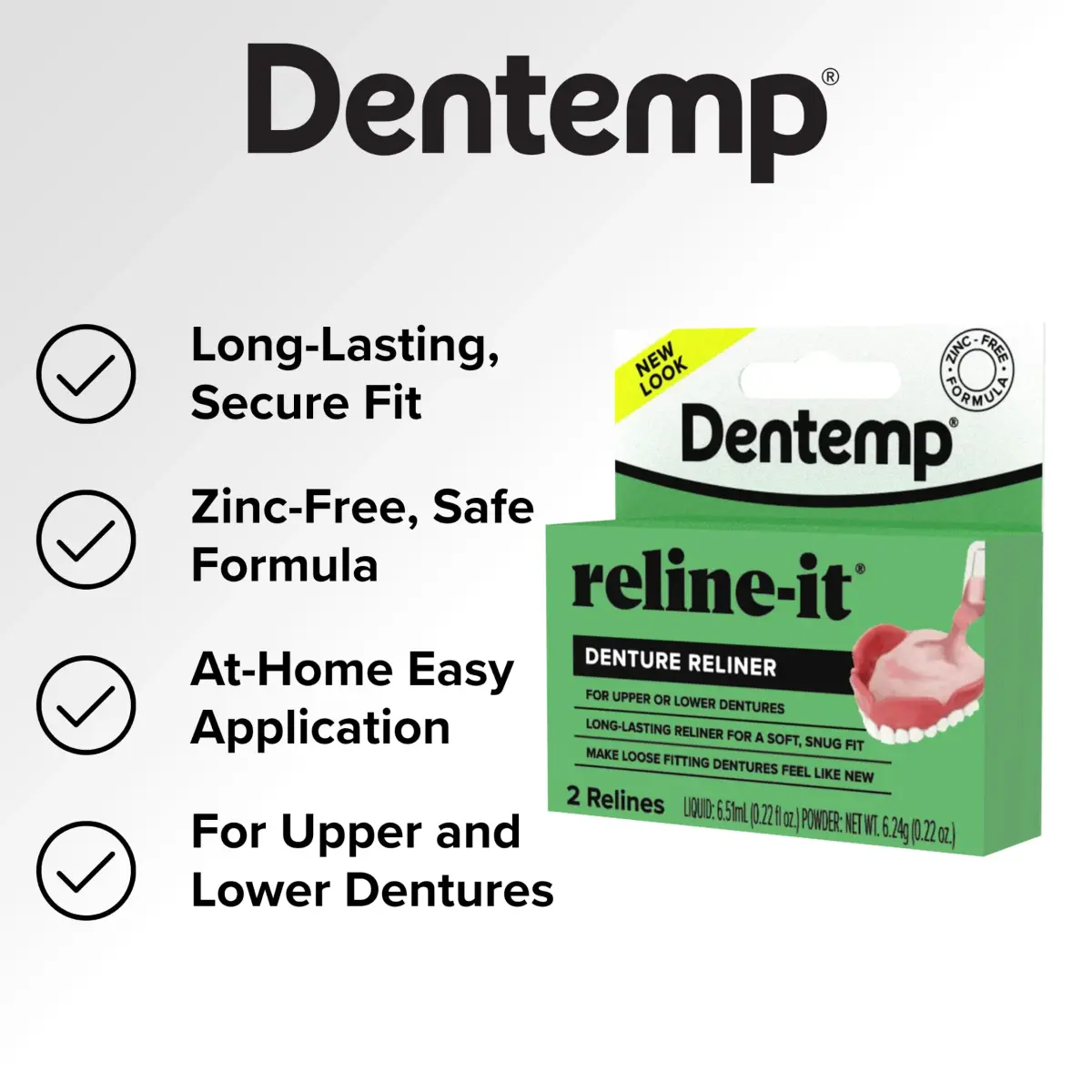 Dentemp Reline-It Denture Reline Kit Advanced Formula 2 Count (Pack of 1) | Custom Fit for Upper & Lower Dentures - view 6