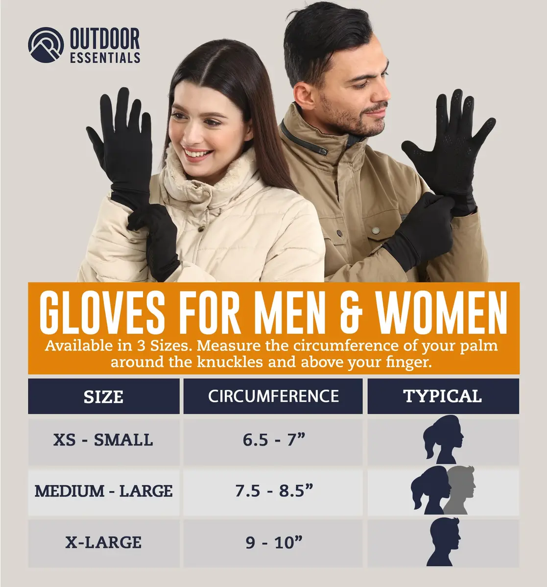 OutdoorEssentials Touchscreen Winter Liners - Medium-Large Black | Warm, Quick-Drying, Stretch Gloves for Cold Weather & Hiking - view 6