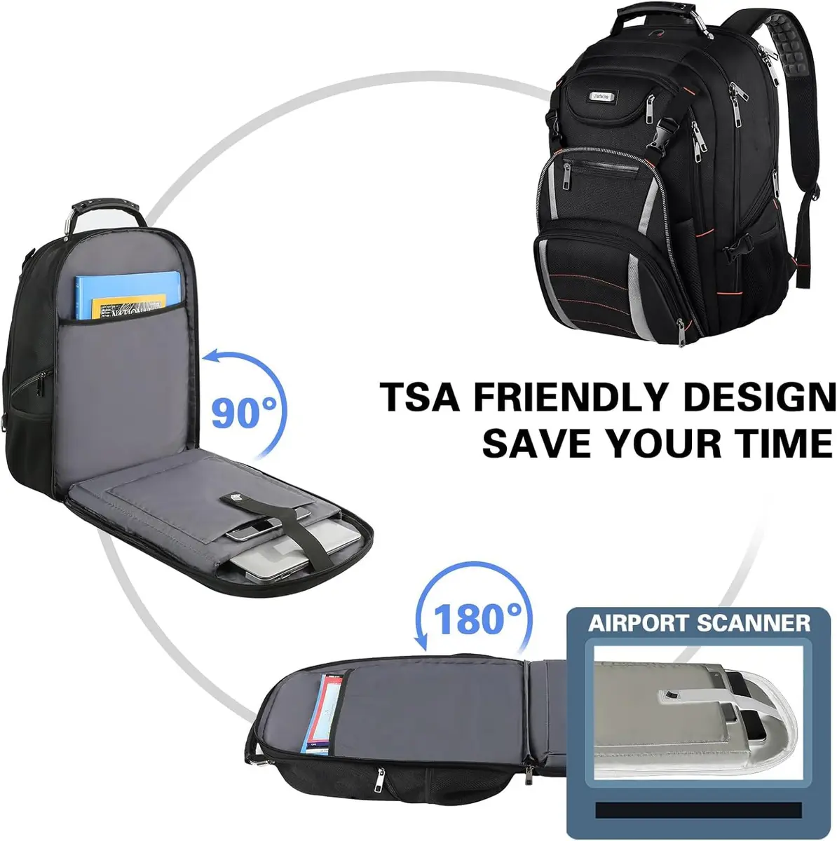 YALIXIAN 18.4 Inch Extra Large Laptop Backpack 55L (46.5cm x 41.0cm x 25.5cm) | TSA Friendly Water Resistant Computer Bag for Men Women - view 5