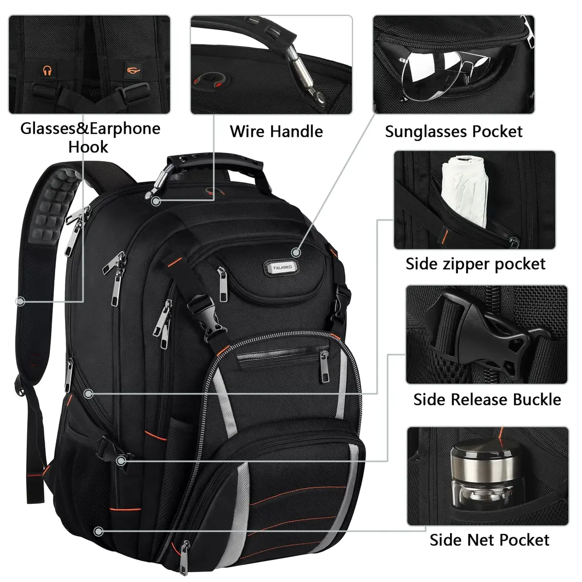 YALIXIAN 18.4 Inch Extra Large Laptop Backpack 55L (46.5cm x 41.0cm x 25.5cm) | TSA Friendly Water Resistant Computer Bag for Men Women - view 2